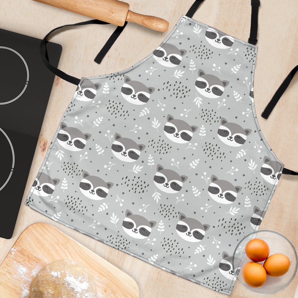 Cute Raccoons Leaves Dot Adjustable Apron