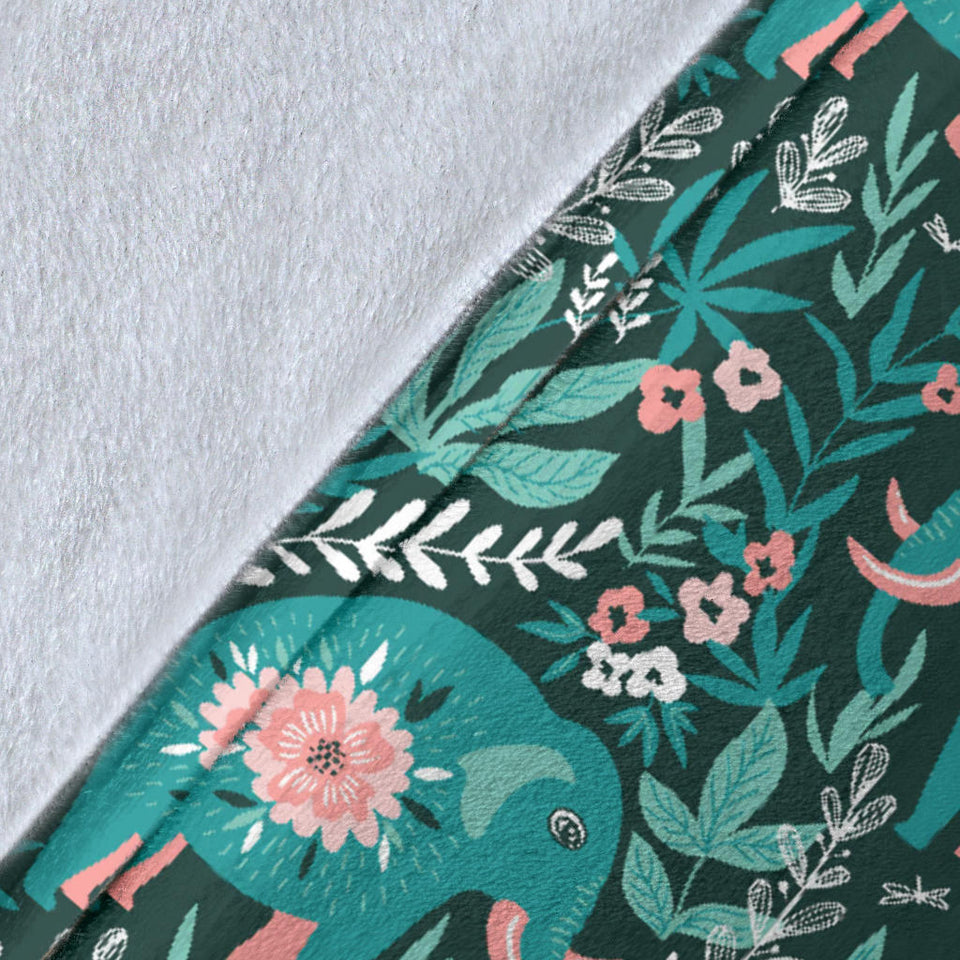 Elephants Jungle Pattern Premium Blanket