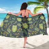 Cute Owls Leaves Pattern Sarong