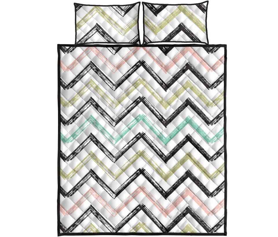 zigzag  chevron paint pattern Quilt Bed Set