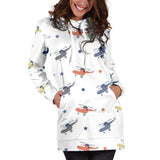 Cute Helicopter Star Pattern Women'S Hoodie Dress