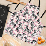 Zebra Pink Flower Background Adjustable Apron