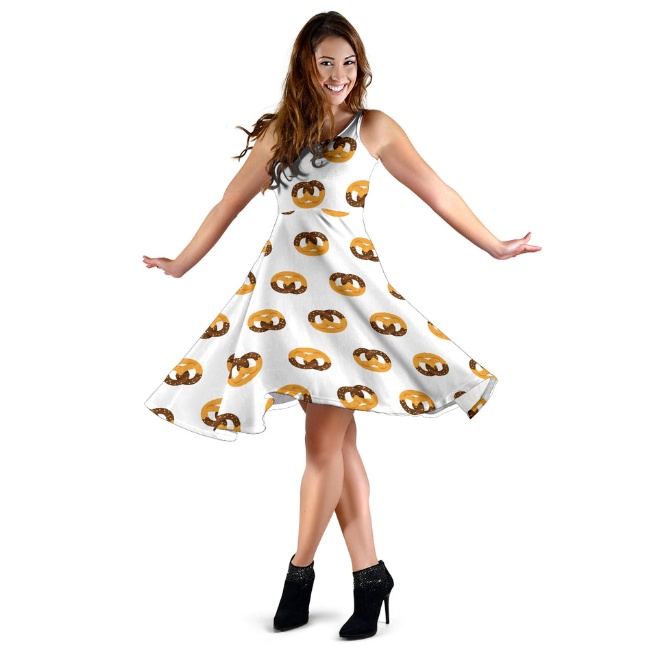 Pretzels Pattern Print Design 02 Sleeveless Midi Dress