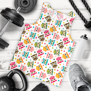 Color cute owl pattern Men Tank Top