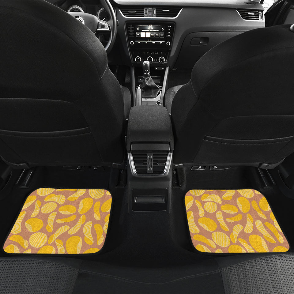 Potato Chips Pattern Print Design 01 Front and Back Car Mats