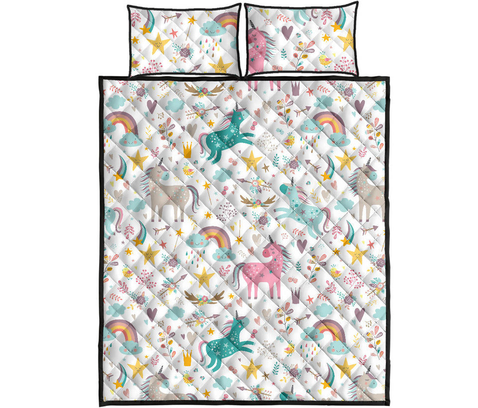 Colorful unicorn pattern Quilt Bed Set