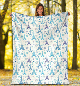 Eiffel Tower Pattern Print Design 01 Premium Blanket