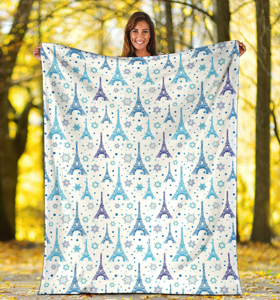 Eiffel Tower Pattern Print Design 01 Premium Blanket