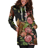 Horse Head Wild Roses Pattern Women'S Hoodie Dress