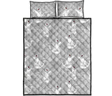 white swan gray background Quilt Bed Set