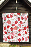 Watercolor Hand Drawn Beautiful Strawberry Pattern Premium Quilt