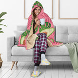 Avocado Slices Leaves Pink Back Ground Hooded Blanket