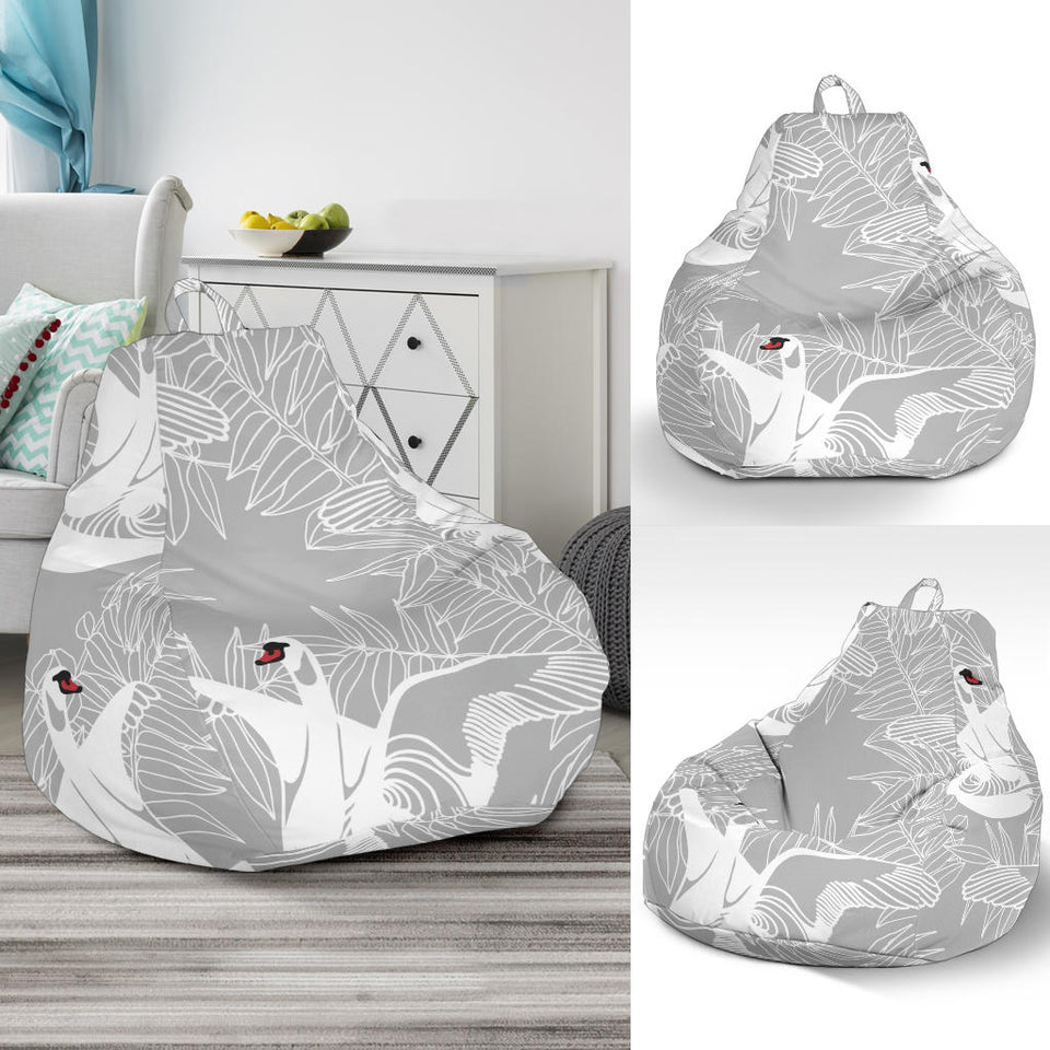 White Swan Gray Background Bean Bag Cover
