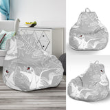 White Swan Gray Background Bean Bag Cover