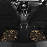 Gold Peacock Feather Pattern Front And Back Car Mats