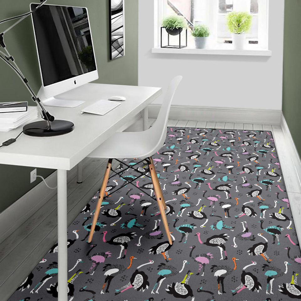 Ostrich Pattern Print Design 01 Area Rug