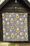 Cute Hamster Sunflower Pattern Background Premium Quilt