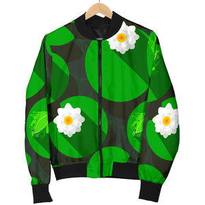 Frog Waterlily Pattern Women'S Bomber Jacket