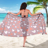 Coral White Heart Pattern Sarong