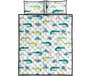 watercolor crocodile pattern Quilt Bed Set