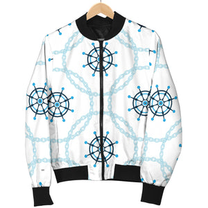 Nautical Steering Wheel Chain Women'S Bomber Jacket