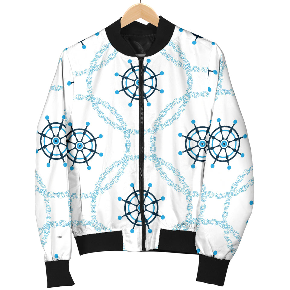 Nautical Steering Wheel Chain Women'S Bomber Jacket