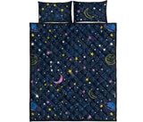 space pattern with planets, comets, constellations and stars Quilt Bed Set
