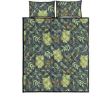 Cute owls leaves pattern Quilt Bed Set