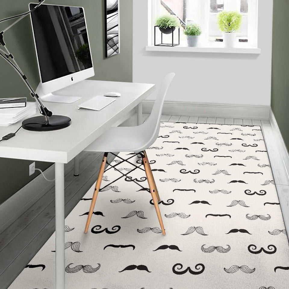 Mustache Beard Pattern Print Design 05 Area Rug