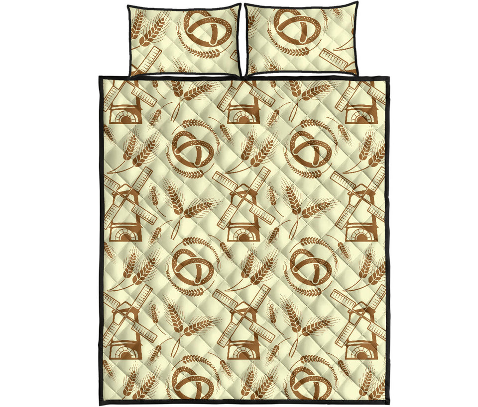 Windmill Wheat pattern Quilt Bed Set