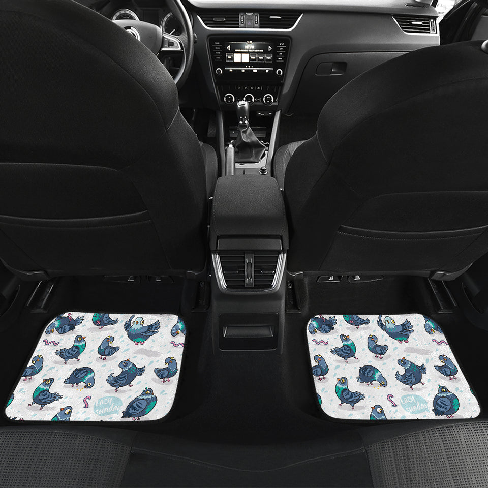 Pigeon Pattern Print Design 02 Front and Back Car Mats