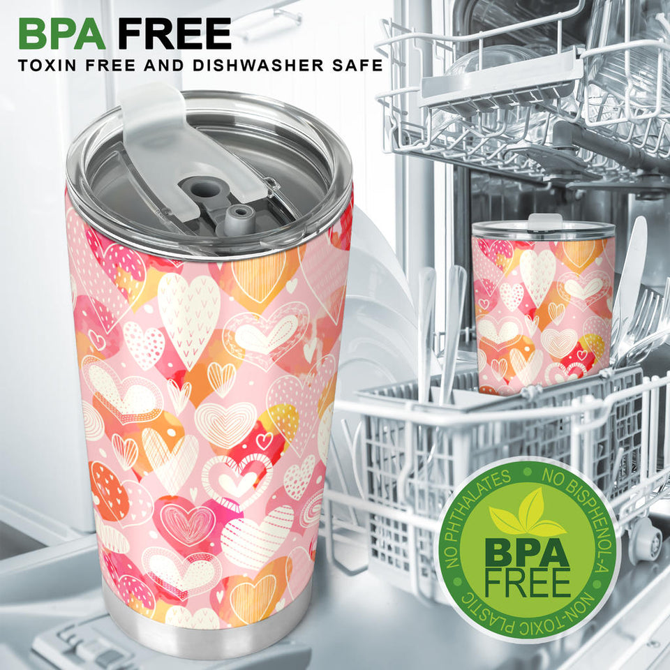 Hand Drawn Heart Design Pattern Tumbler