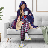 Red Blue Star Pattern Hooded Blanket