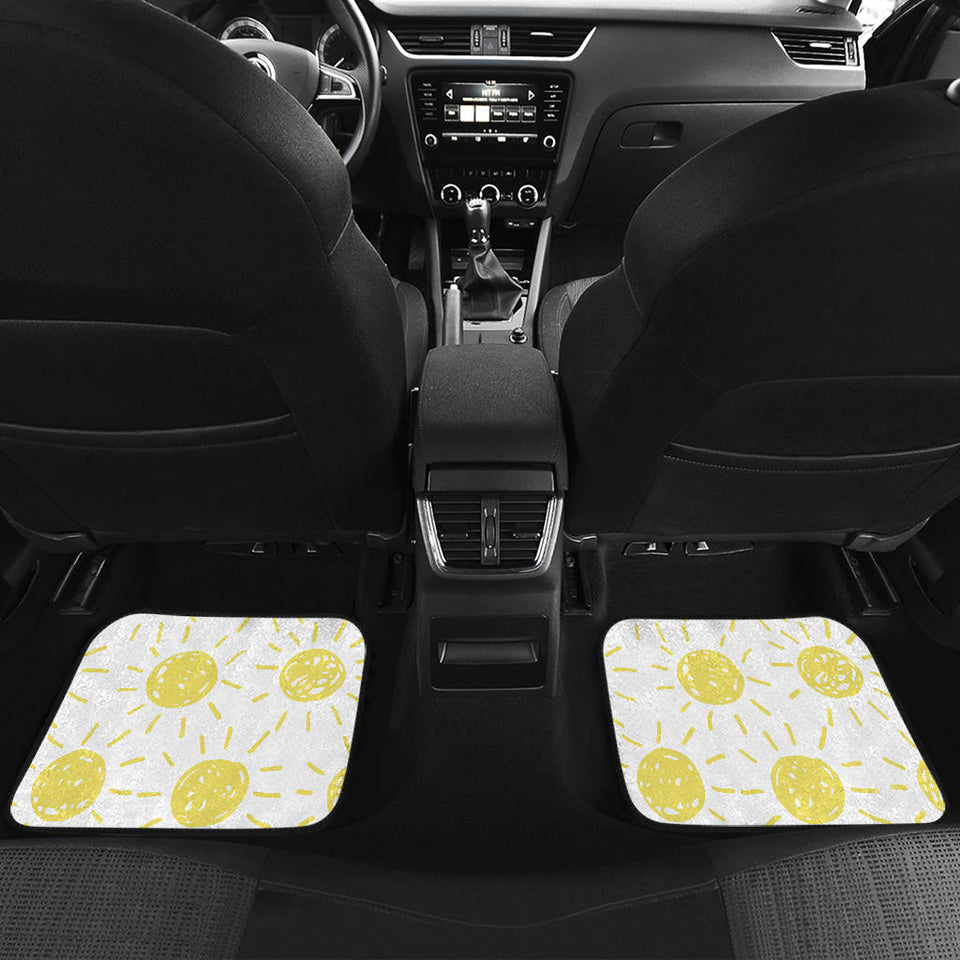 Hand Drawn Sun Pattern Front And Back Car Mats