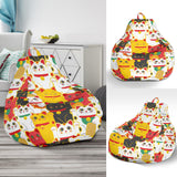 Colorful Maneki Neko Lucky Cat Pattern Bean Bag Cover