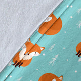 Fox Pattern Blue B Ackground Premium Blanket