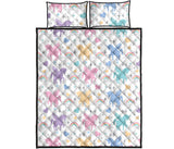 colorful unicorn rainbow heart pattern Quilt Bed Set
