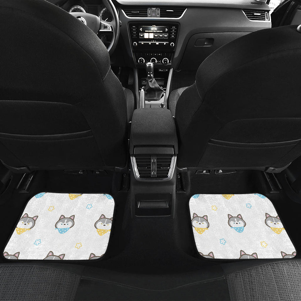 Cute Siberian Husky Pattern Front And Back Car Mats
