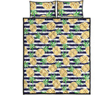 Pineapples pattern striped background Quilt Bed Set