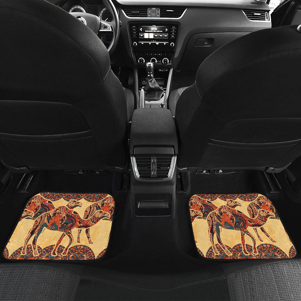 Camel Polynesian Tribal Design Pattern Front And Back Car Mats