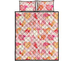 Hand drawn heart design pattern Quilt Bed Set