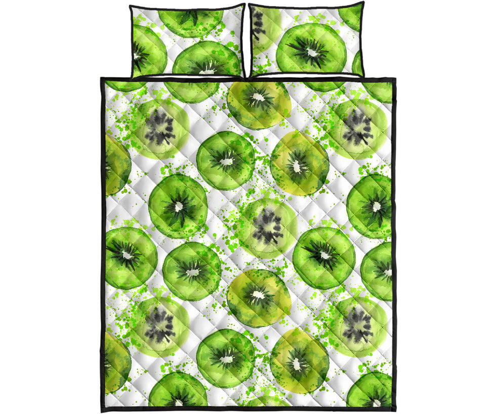 Watercolor kiwi pattern Quilt Bed Set