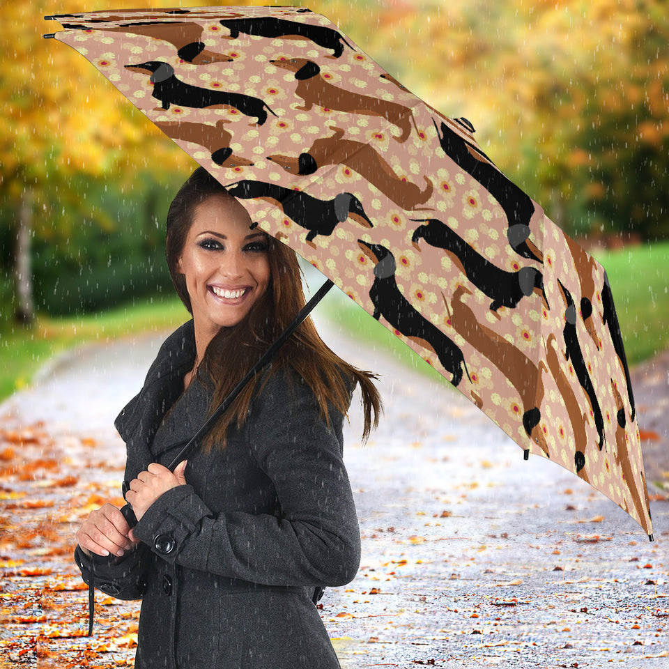 Dachshund Floral Background Umbrella