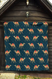 Camel Pattern Blue Blackground Premium Quilt