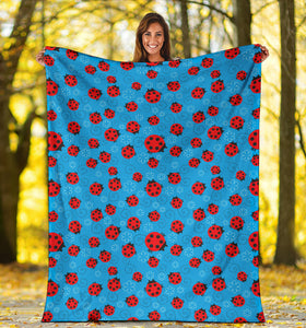 Ladybug Pattern Print Design 02 Premium Blanket