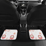 Daruma Japanese Wooden Doll Cherry Blossom Flower Pattern Front And Back Car Mats