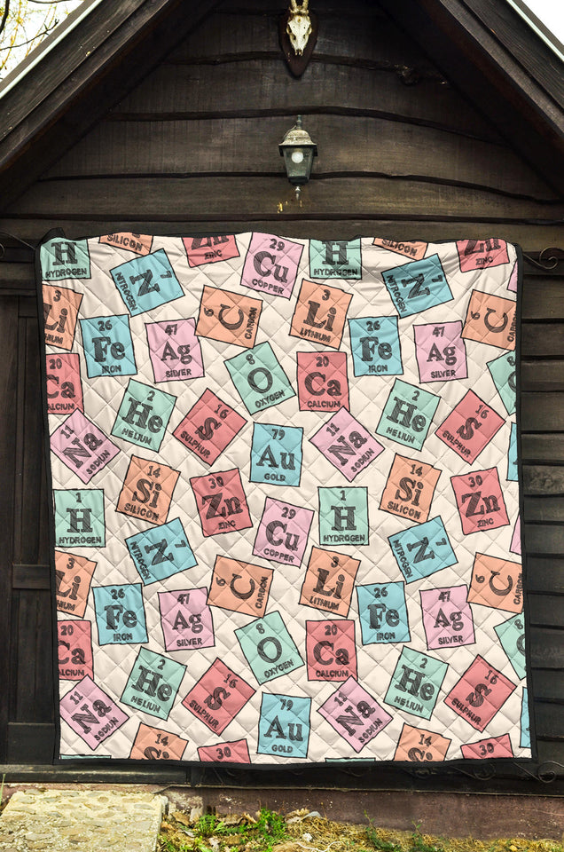 Chemistry Periodic Table Pattern Print Design 02 Premium Quilt