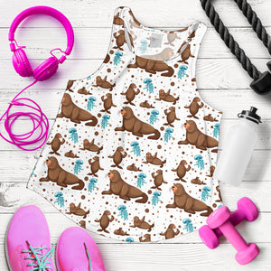 sea lion Seals jellyfish pattern Women Racerback Tank Top
