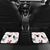Cool Rooster Chicken Cock Floral Ornament Background Front And Back Car Mats