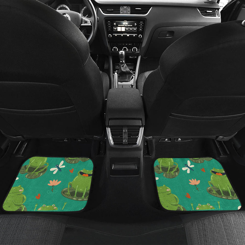 Cute Frog Dragonfly Design Pattern Front And Back Car Mats